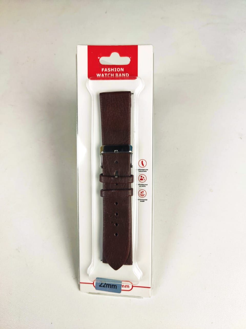 22mm Leather Strap for Smartwatch – Coffee Color